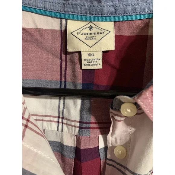 St John's Bay Button Up Shirt Women XXL Plaid Lightweight Long Sleeves Red - Picture 2 of 2